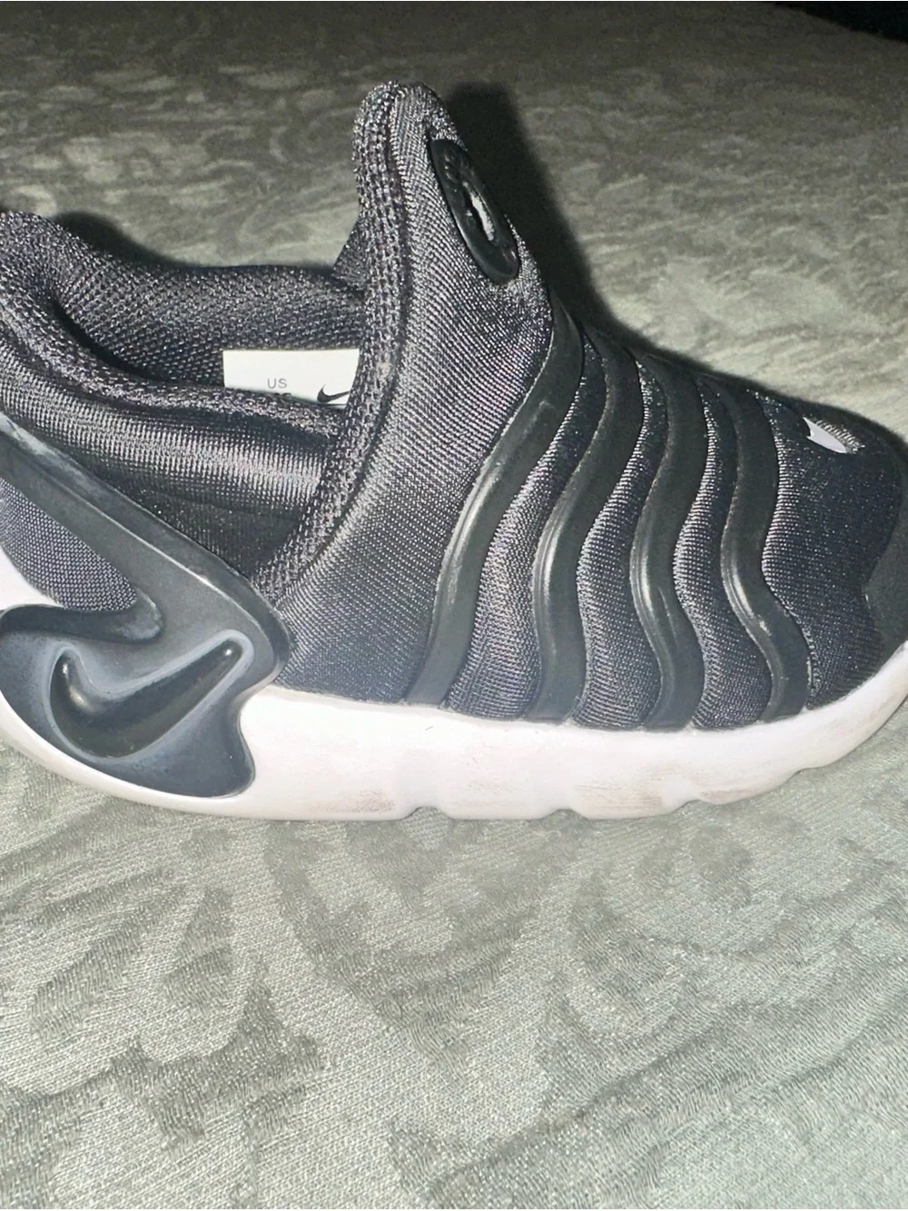 Nike Kids Black Slip-On Sneakers with White Swoosh